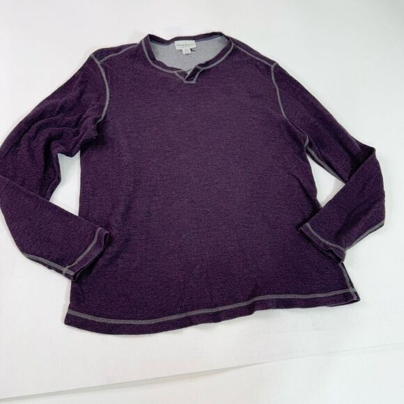 Tommy Bahama Sweater Mens Large Purple Gray Reversible Long Sleeve Solid - Picture 1 of 8